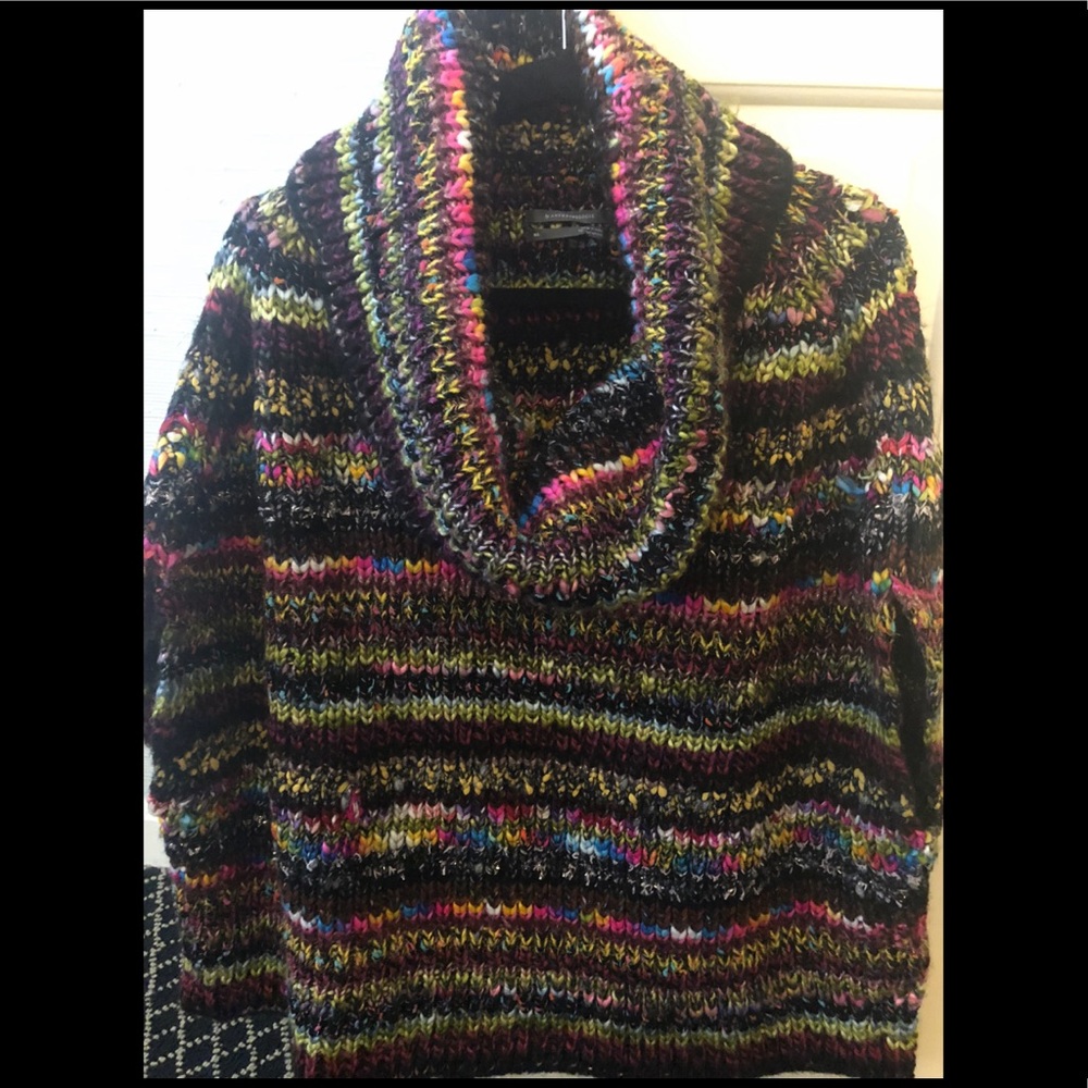 Anthropologie multi-colored cowlneck poncho.